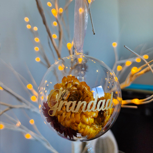Dried Flowers Personalised Christmas Bauble