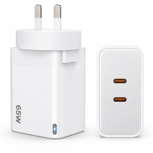 65W GaN Fast Wall Charger Dual USB-C PD 3.0 Power Adapter for Laptop, Tablet & S&hellip;
