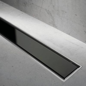 Shower Channel & Point Drain: ARUVO™ LINEAR Shower Channel Drain Jet Black Size Options