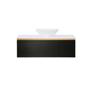 ARUVO™ BECA Collection Plywood Vanity Matte Black & Oak W1200mm Basin Options