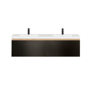 ARUVO™ BECA Collection Plywood Vanity Matte Black & Oak W1500mm Basin Options