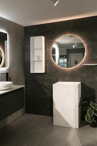 Products: ARUVO™ AMBIANCE Frameless Backlit Round Mirror w/ Led Light & Demister D650mm