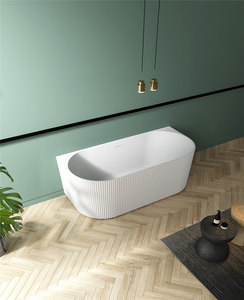 Acrylic Baths: ARUVO™ FLUTE EDGE Back to Wall Acrylic Freestanding Bath Matte White
