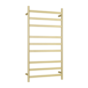 Products: ARUVO® COSMO Heated Towel Rail 9 Bar W550 Brushed Brass