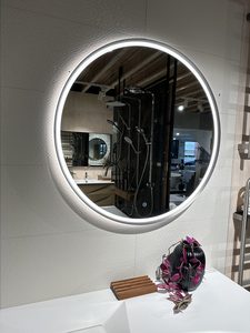 ARUVO™ GRAPHITE Metal Framed Round Mirror w/ LED Light & Demister 750mm Br&hellip;