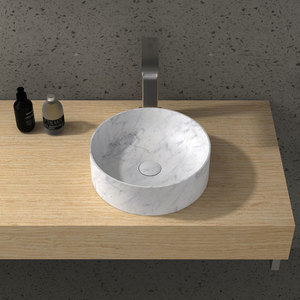 Composite Stone Basins: ARUVO® VENATA Natural Marble Countertop Basin White