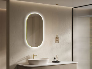 ARUVO® VEIL Framed Oval Mirror w/ Backlit LED Light & Demister Brushed Brass
