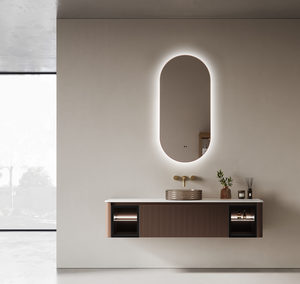 ARUVO® VEIL Framed Oval Mirror w/ Backlit LED Light & Demister Brushed Bronze