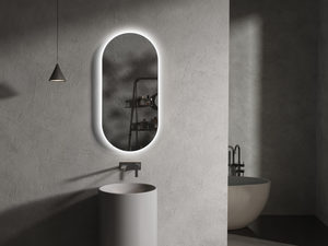 ARUVO® VEIL Framed Oval Mirror w/ Backlit LED Light & Demister Brushed Gunmetal