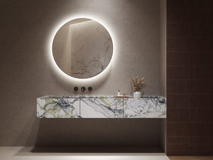 ARUVO® VEIL Framed Round Mirror w/ Backlit LED Light & Demister 800mm Brushed Bronze