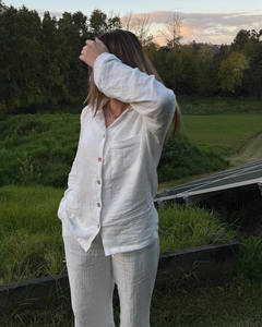 White Cotton Muslin Pj Set