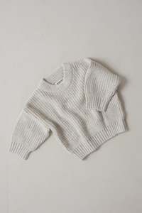 Knitwear Collections: Hand Embroidered Initial Design Heritage Knit Sweater - Oat Marle