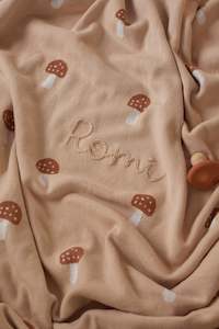 Embroidered Baby Blanket: Hand Embroidered Mushroom Blanket