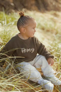 Machine Embroidered Knitwear: Oversized Knit Sweater - Chocolate