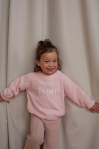 Machine Embroidered Knitwear: Heritage Knit Sweater - Peony