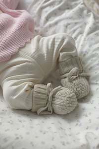 Chunky Knit Booties - Oat Marle