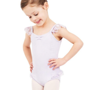 Sweet Kisses Flutter Sleeve Camisole Leotard - Lavender / Pink