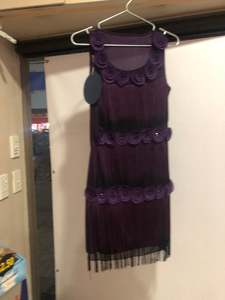 Clearance: Dark plum Latin Dress with fringe