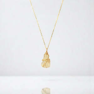 Crystal Jewellery: Bespoke NZ-made Libyan desert glass crystal pendant necklace on 24K gold-plated sterling silver chain