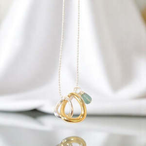 Blue apatite crystal pendant charm necklace on sterling silver chain