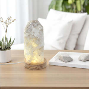 Clear quartz crystal cluster lamp