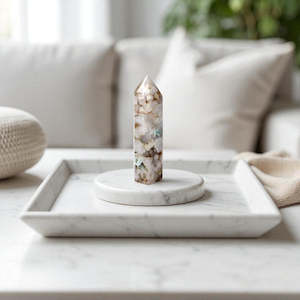 Flower Agate polished crystal tower