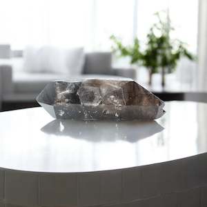 Large Crystals: Large double terminated smoky quartz crystal point 11.45kg