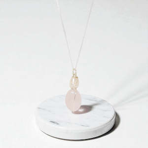 Bespoke Handmade - Rose Quartz & Freshwater Pearl crystal Silver Necklace