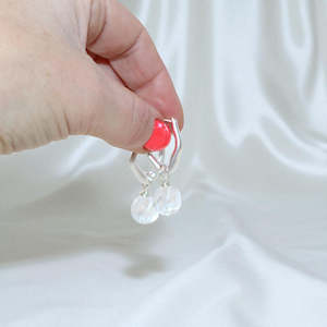 Clear quartz crystal hoop earrings Silver