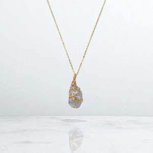 Crystal Jewellery: Bespoke Handmade - Celestite Gold Necklace
