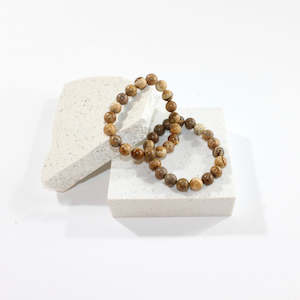 Bead Bracelets: NZ-made picture jasper crystal bracelet
