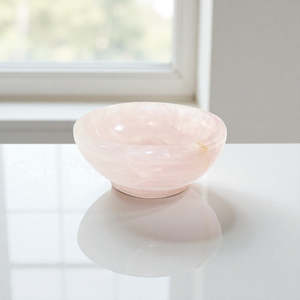 Large Crystals: Rose quartz polished crystal bowl
