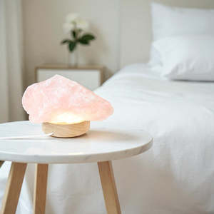 Rose quartz crystal lamp