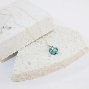 NZ- Handmade - Turquoise Necklace Sterling Silver Fine chain