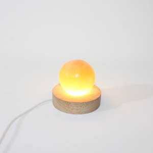 Orange Selenite crystal sphere lamp - large