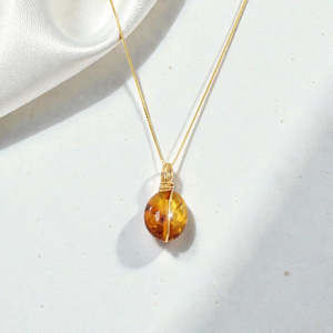 Crystal Jewellery: NZ Handmade - Amber Gold Necklace