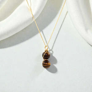 Crystal Jewellery: NZ Handmade - Tiger Eye Gold Necklace