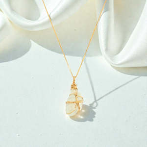 Crystal Jewellery: NZ Handmade - Aquamarine Gold Necklace