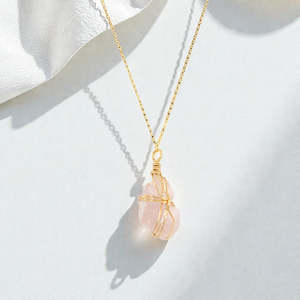 NZ Handmade - Kunzite Gold Necklace