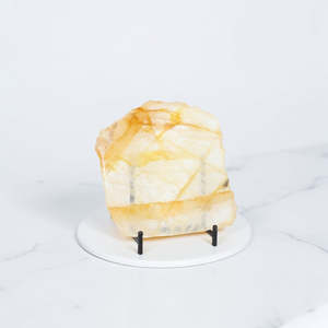 Crystals: Golden Healer crystal slice on stand