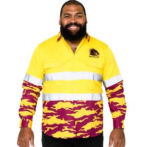 NRL Broncos 'Camo' Hi-Vis Work Shirt