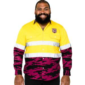 Qld Maroons: QLD Maroons 'Camo' Hi-Vis Work Shirt