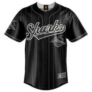 Nrl: NRL Sharks Blackout Baseball Shirt - Adult
