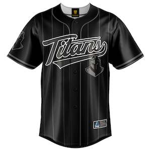 NRL Titans Blackout Baseball Shirt - Adult