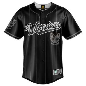 NRL Warriors Blackout Baseball Shirt - Adult