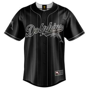 NRL Dolphins Blackout Baseball Shirt - Adult