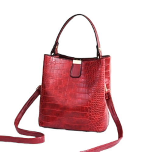 Bucket Bags: Stone Grain Bucket Bag - Red