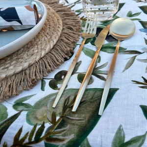 TASTE OF TUSCANY French Flax Linen Tablecloth Aspen & Fern