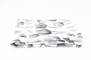 MIDNIGHT GARDEN French Flax Linen Flat Sheet Aspen & Fern