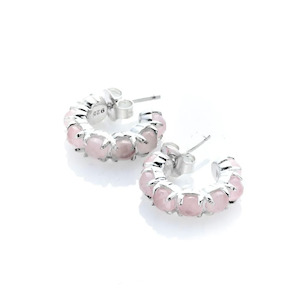 Stolen Girlfriend: Stolen Girlfriend Rose Quartz Halo Cluster Hoops